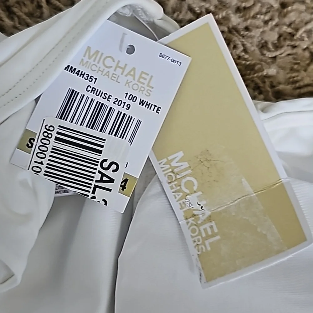 NWT Michael Kors Bathing Suit Convertible One-Piece Swimsuit Sz 14 White - Picture 5 of 6